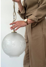 Victorian / Edwadian Extra Large Etched Frosted Glass Globe Pendant