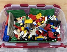 Lego Bundle Job Lot Bricks Plates Wheels Fence Barrel Tree Brush Slab In Box