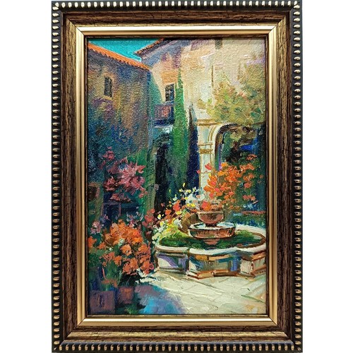 Italian courtyard original - italian, oil