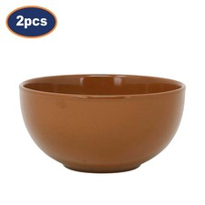Stoneware Bowl 15cm Salad Food Serving Dish 2pcs Tableware Brown Dishwasher Safe