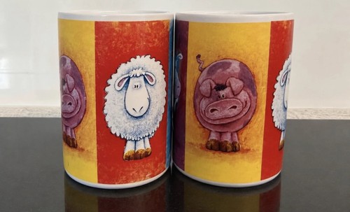 Vintage farm mugs pair - farm,