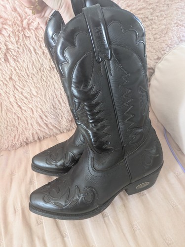 Loblan black leather cowboy - black,