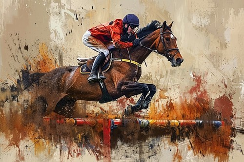 Horse racing colourful - racing, canvas