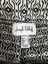 JOSEPH RIBKOFF BLACK/WHITE PATTERNED PULL ON ZIP ANKLE STRETCH TROUSERS SIZE 16
