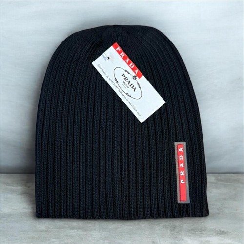 Prada knit logo beanie - knit, one