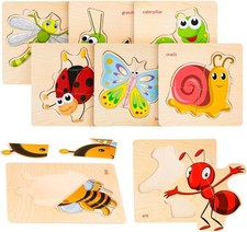 Wooden Children's Puzzle Set - 8 Pieces, Educational Toy for 3-6 Year Olds, Sui