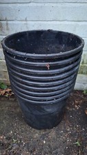 9 Black Plastic Plant Pots 15 Litre Round Large Flower Pots Strong Pre Owned