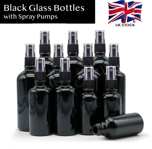 Black glass bottle - black,