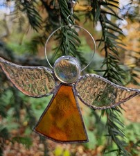 Stained glass gold angel