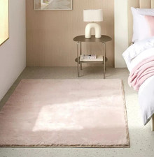 Habitat Cosy Soft Blush Short Pile Rug 150x80cm Blush Pink Faux fur Design New