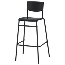 New IKEA STIG Bar Stool With Backrest Black/Black 63cm