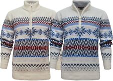 Mens 1/4 Zip Pullover Knitted Casual Jumper Aztec Design Quarter Zip Top ExStore