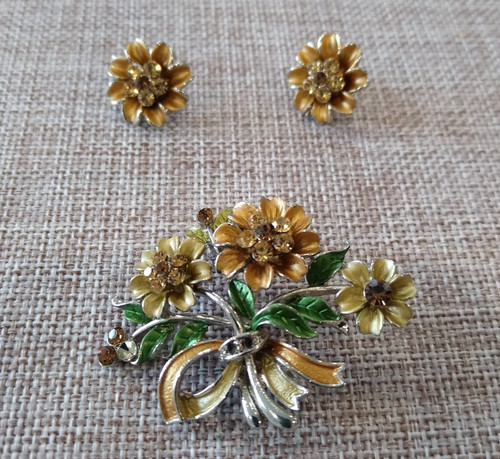 Vintage floral brooch and - floral,