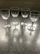 Antique Victorian 4 Sherry / Port Glasses 2 Etched  Good Condition No Chips
