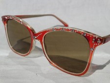 Vintage Nil Melius 40's 50's Candy Red Rhinestone Cats Eye Pin Up Sunglasses