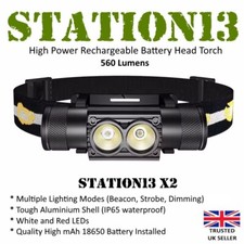 High Power Rechargeable Head Torch - Multiple Modes - 560 Lumen - STATION13 X2