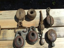 Vintage Wooden Marine  Boat Pulley Blocks x6 Average size 6" Various + mandrel