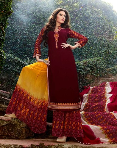 Maroon printed georgett indian - georgett,