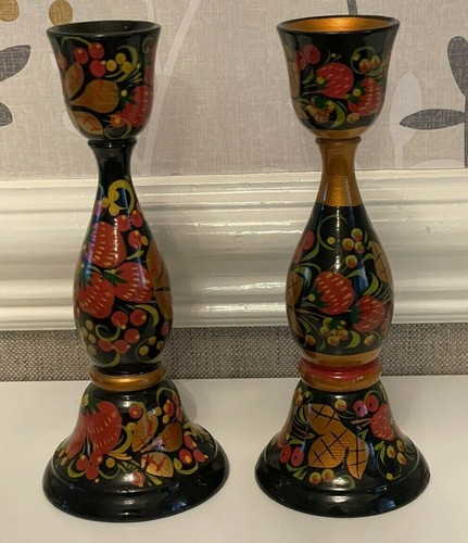 Pair bright painted wooden - pair,