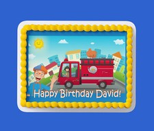 Blippi Fire Truck Custom Cake