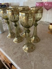 6 Bohemian Moser Crystal green