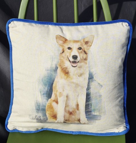 Welsh corgi velvet cushion - welsh,