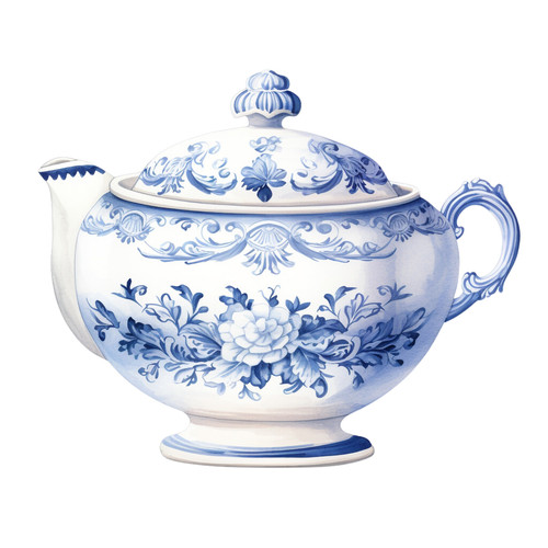 Delft blue tea set tile - delft,