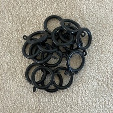 18 X Black Curtain rings Internal Diameter C25mm Approx