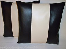 2 Black & Cream Stripe Faux
