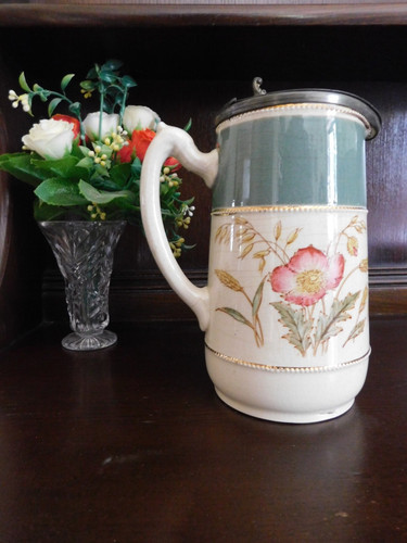Antique water jug - green, white