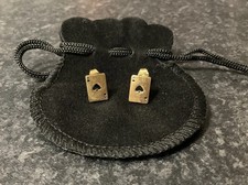 Small Gold Tone Stud Earrings In Ace Of Spades Card Shape, Perfect Gift 1cm