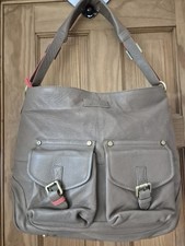 Joules Large Taupe Genuine Leather Slouch Shoulder Bag Handbag 