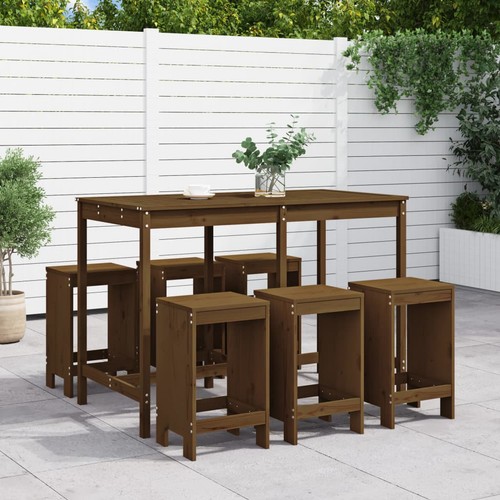 Outdoor wooden bar set grey - wooden,