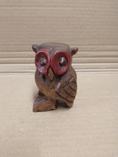 Vintage Carved Wooden OWL  Figure Owl Whistle 