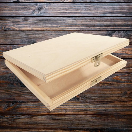 Shallow slim wooden clasp box - shallow,