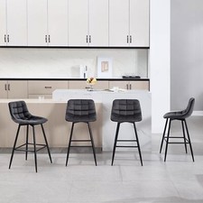 Woltu 2x Bar Stool Breakfast Home Kitchen Pub Barstools Velvet Metal Bar Chairs