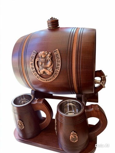 Hand carved oak barrel - carved, 4