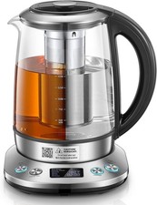 Smart Glass Tea Kettle, FOHERE Variable Temperature 2200W Grey 