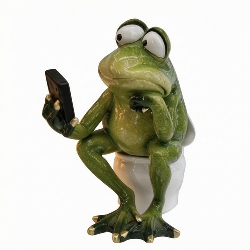 Frog toilet figurine funny - frog,