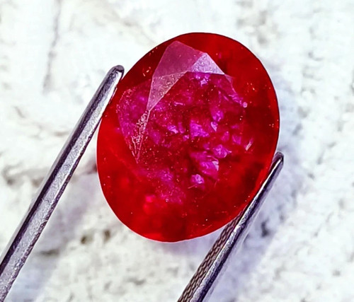 Natural red ruby oval shape - red,