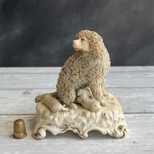 Rare Dudson English Porcelain Poodle Dog And Puppies Circa 1845