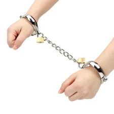 Metal Handcuffs Ankle Cuffs with Chain Bondage Restraint Wrist Slave BDSM