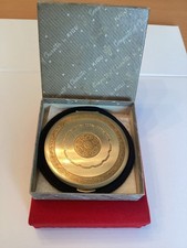 Vintage 1950s KIGU Powder Compact with Engraved Floral Design in Original Box .