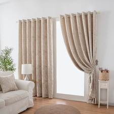 Kew Chenille Fully Lined Jacquard Eyelet Ring Top or Taped Top Curtains Pair