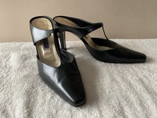 MAGRIT real leather ladies black heeled strappy mule shoe size 40