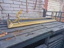 Antique Brass Extendable Fireplace Fender Vintage Fire Hearth Surround Kerb