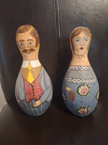 Pair paper mache bowling - of,