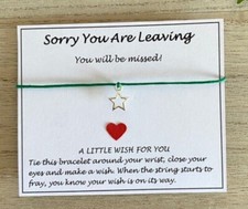 Sorry You Are Leaving Wish Bracelet Card Colleague Leaving Gift Charm Bracelet