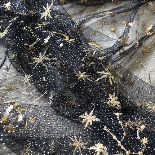 Golden star lace - star, fabric
