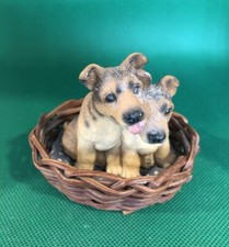 ALSATIAN PUPPIES IN A SMALL BASKET ORNAMENT SEE PHOTOS 